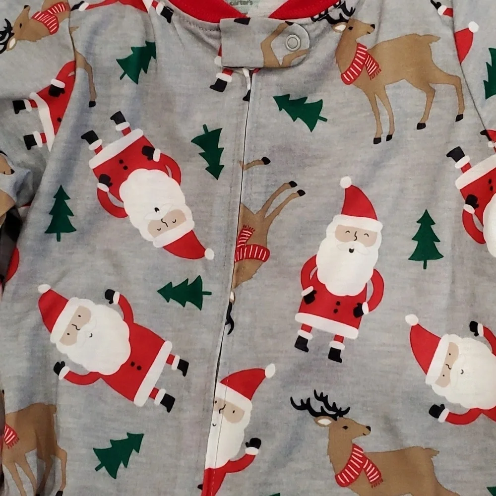 Carter Set of 2 Santa & Reindeer Footie Pajamas Size 2T